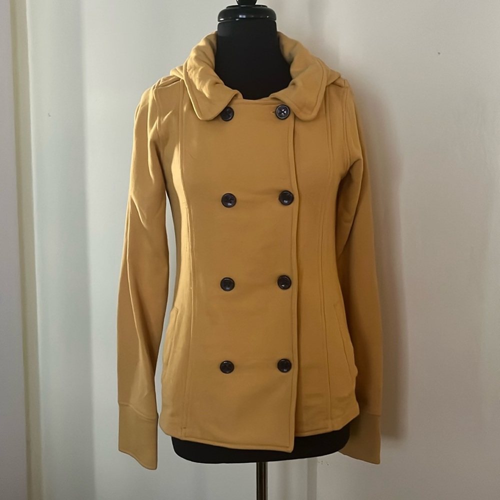 Hendrick & Co “FOR THE ANIMALS” soft hoodie double breasted yellow jacket L